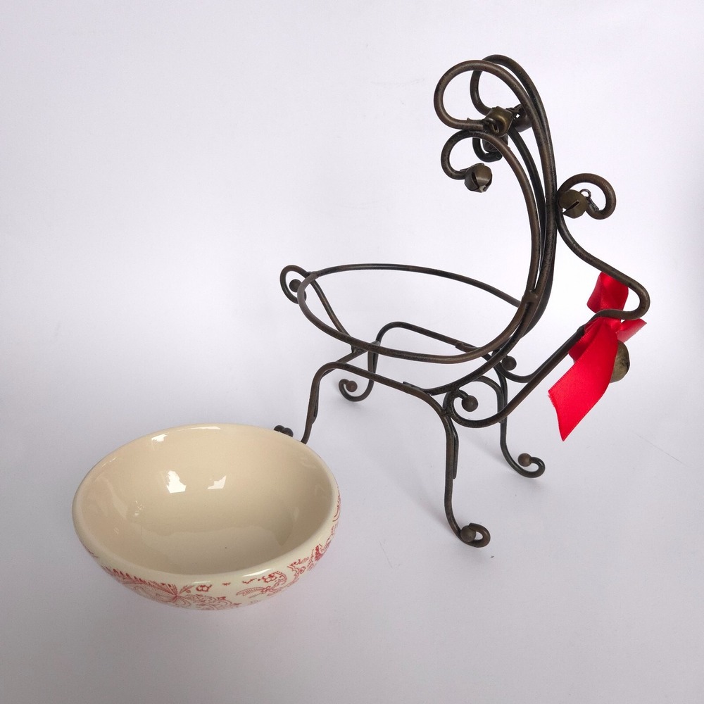 Silvestri Metal Reindeer Ceramic Paisley Serving Dip Bowl Christmas‎ Holiday - Picture 5 of 15